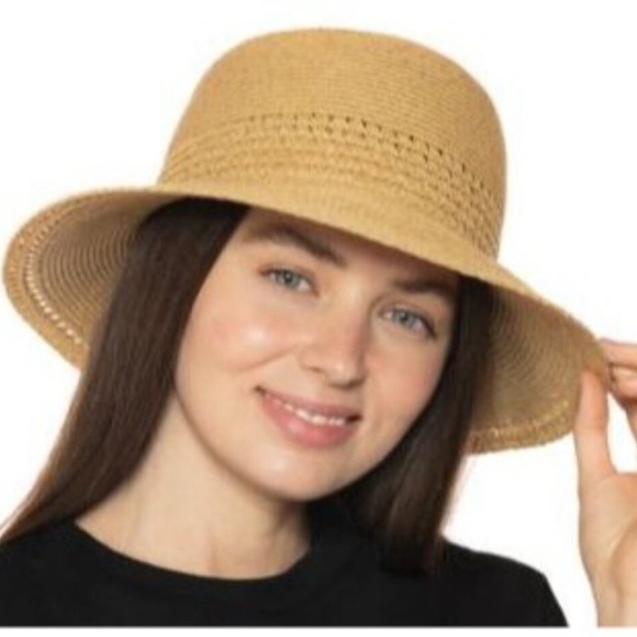 NWOT Giani Bernini Cloche Woven Straw Sun Hat OS Paper Straw Vacation Beach - Picture 9 of 11